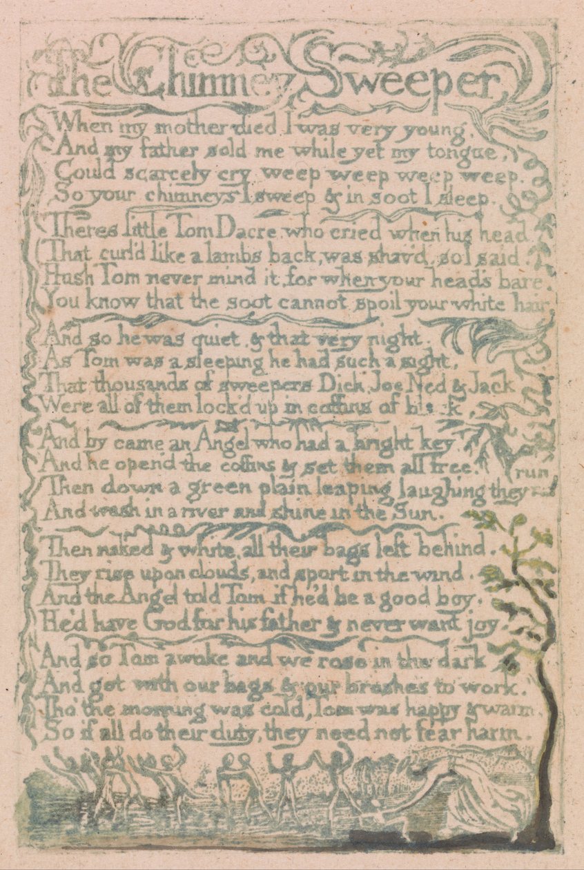 Songs of Innocence and of Experience, Plate 10, The Chimney Sweeper (Bentley 12) by William Blake