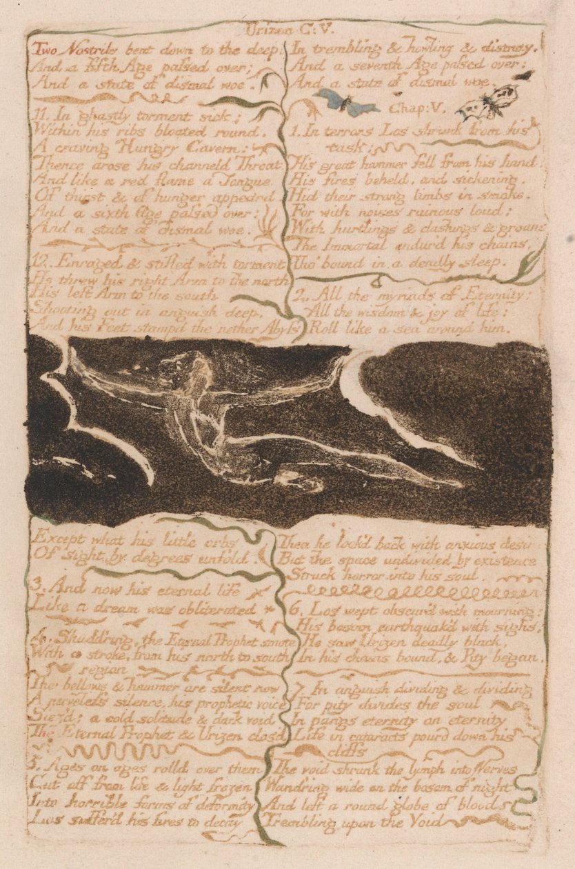 The First Book of Urizen, Plate 16, Two Nostrils Bent Down to the Deep.... (Bentley 13) by William Blake