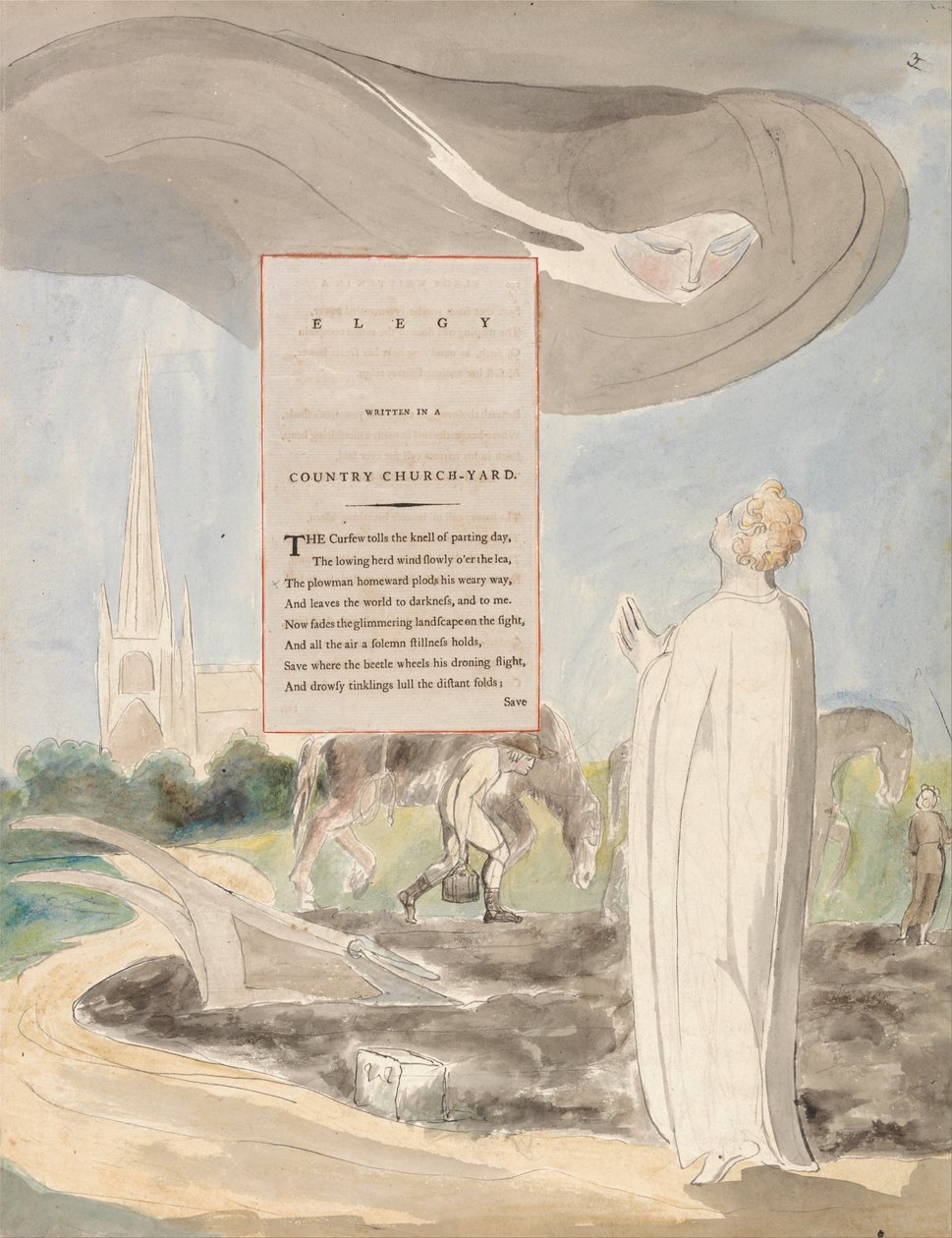 The Poems of Thomas Gray, Design 107, Elegy Written in a Country Church-Yard by William Blake