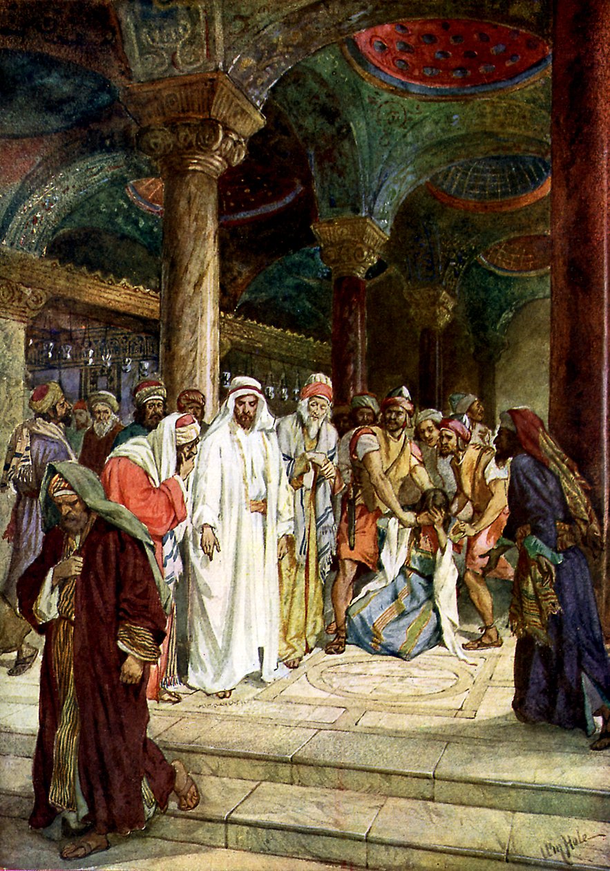 The Pharisees Bring an Adulteress to Jesus - Bible by William Brassey Hole