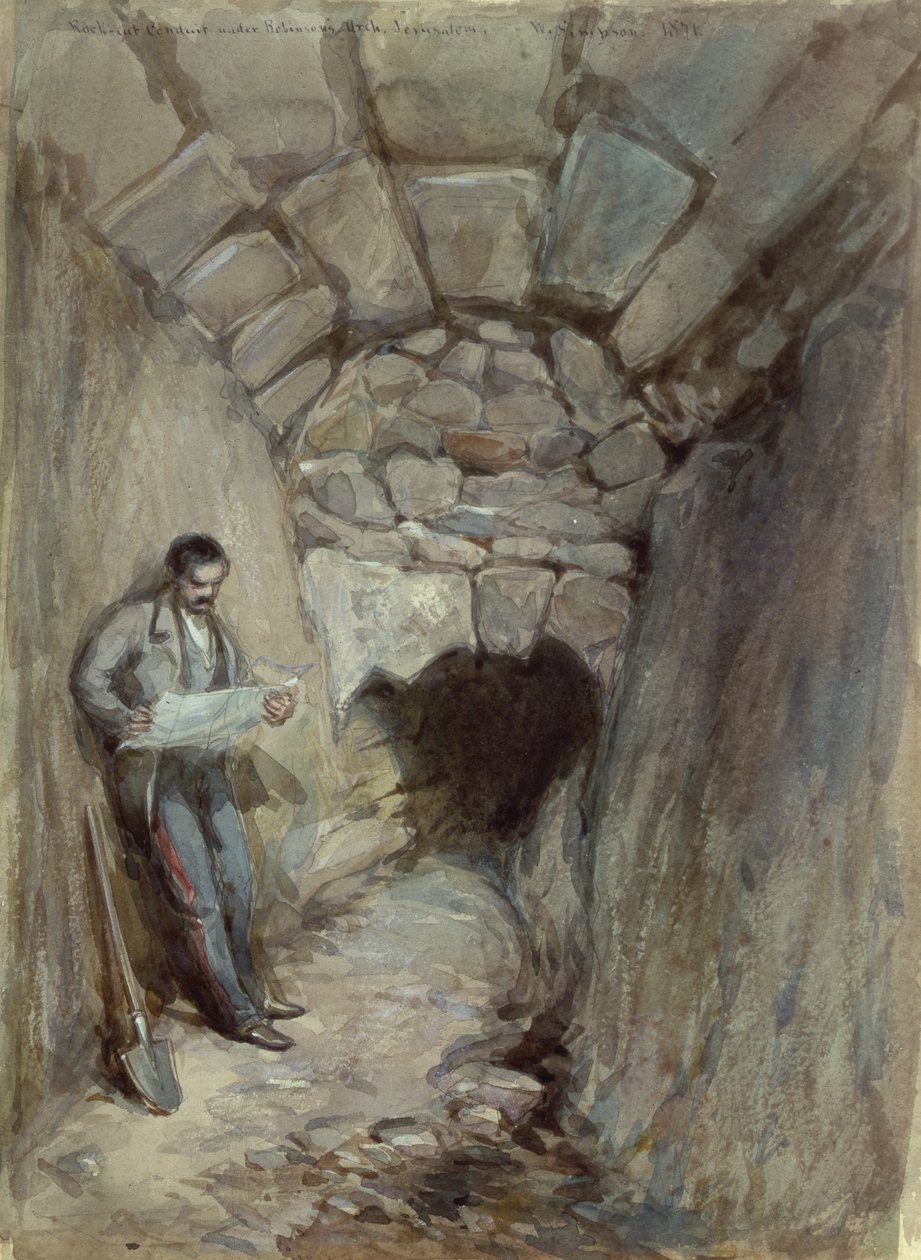 Rock Cut Conduit Under Robinsons Arch, Jerusalem by William Crimea Simpson