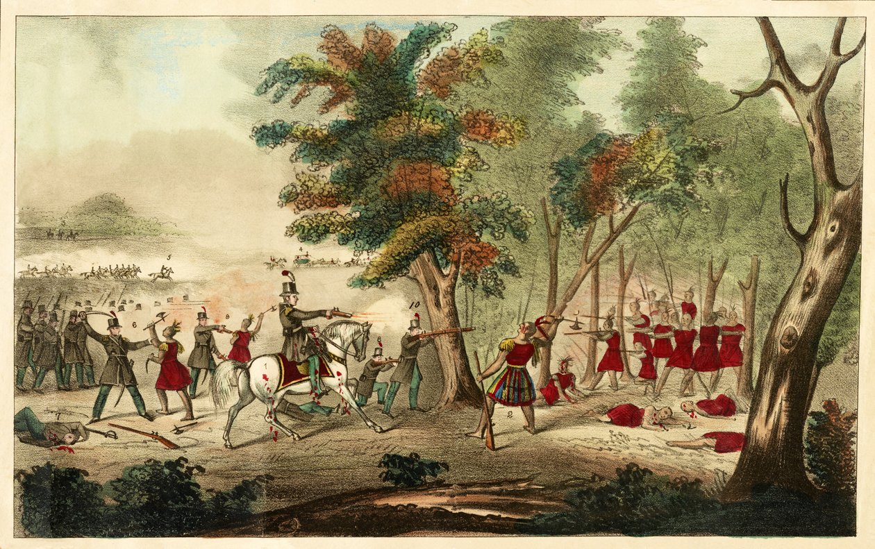 Battle of the Thames and the Death of Tecumseh, by the Kentucky Mounted Volunteers led by Colonel Richard M. Johnson, 5th October 1813, 1833 by William Emmons