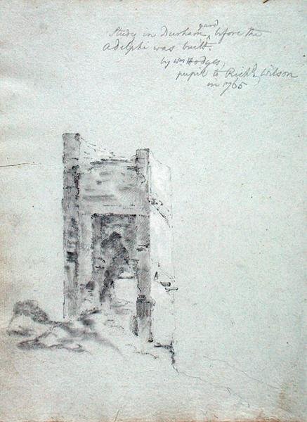 Study in Durham yard before the Adelphi was built, from An Italian Sketchbook belonging to Richard Wilson by William Hodges