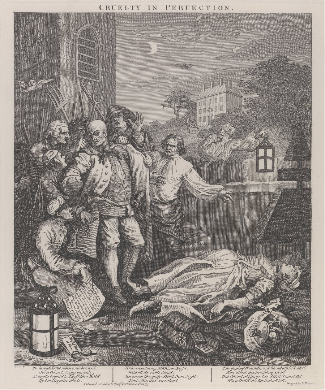 The Third Stage of Cruelty - Cruelty in Perfection by William Hogarth