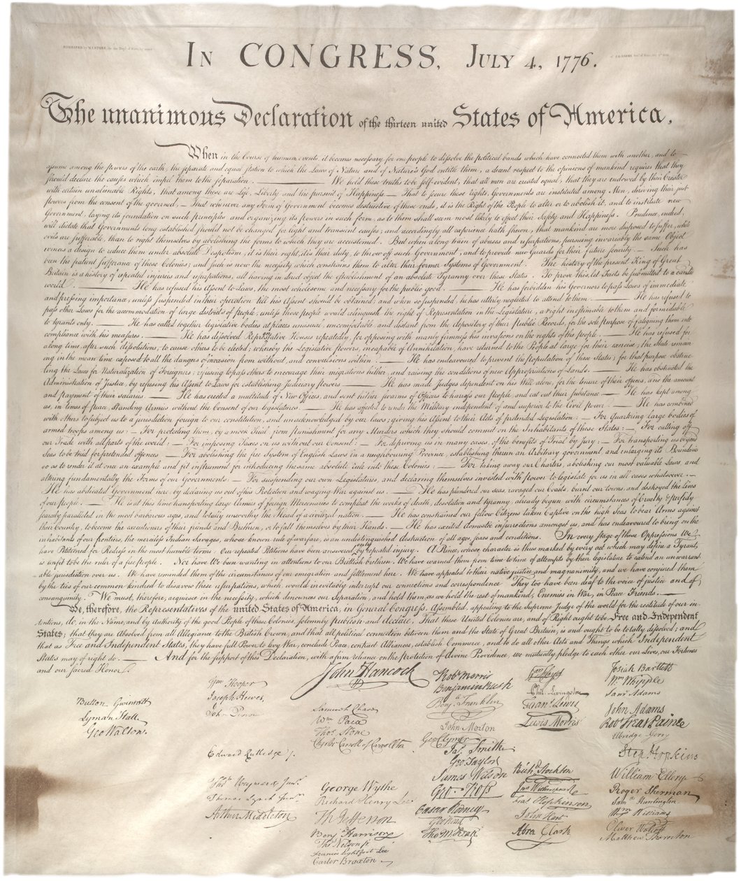 Declaration of Independence, 1776, 1st January 1823 (facsimile on vellum) by William James Stone