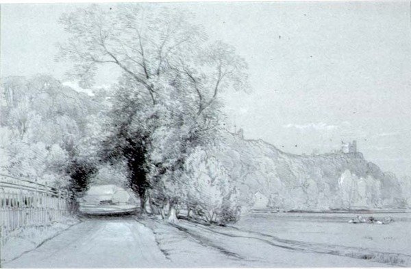 Road Bordering Meadows and a Castle by William Roxby Beverly