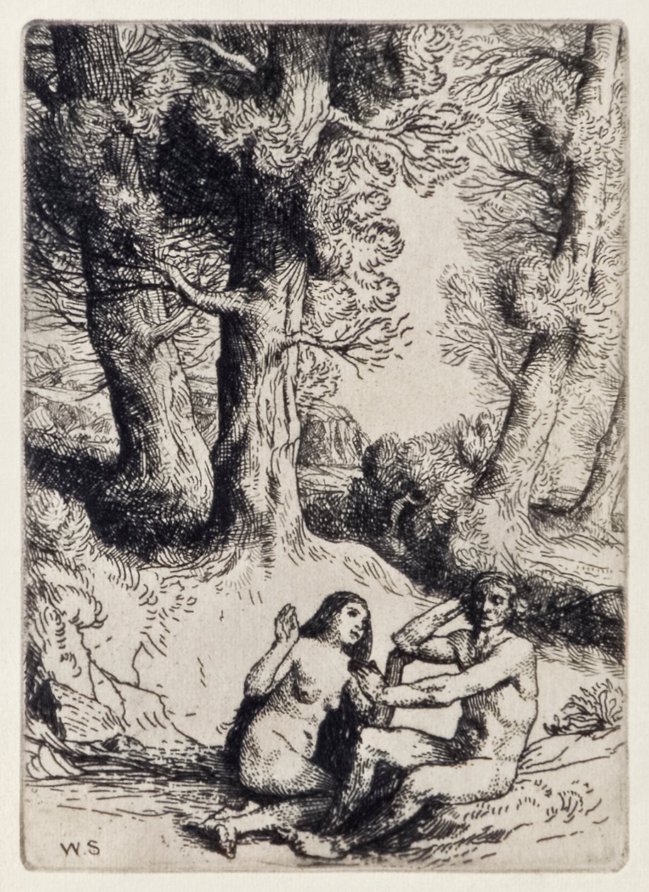 Adam Rejects the Condolement of Eve from Paradise Lost by John Milton, Illustration by William Strang by William Strang