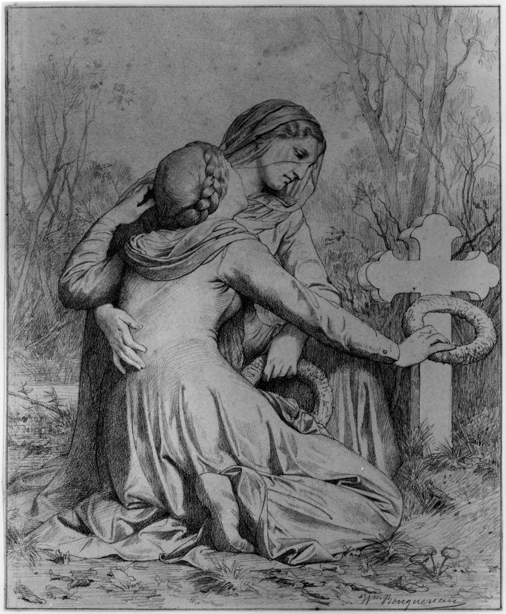 Mourning Women Kneeling at Grave by William-Adolphe Bouguereau