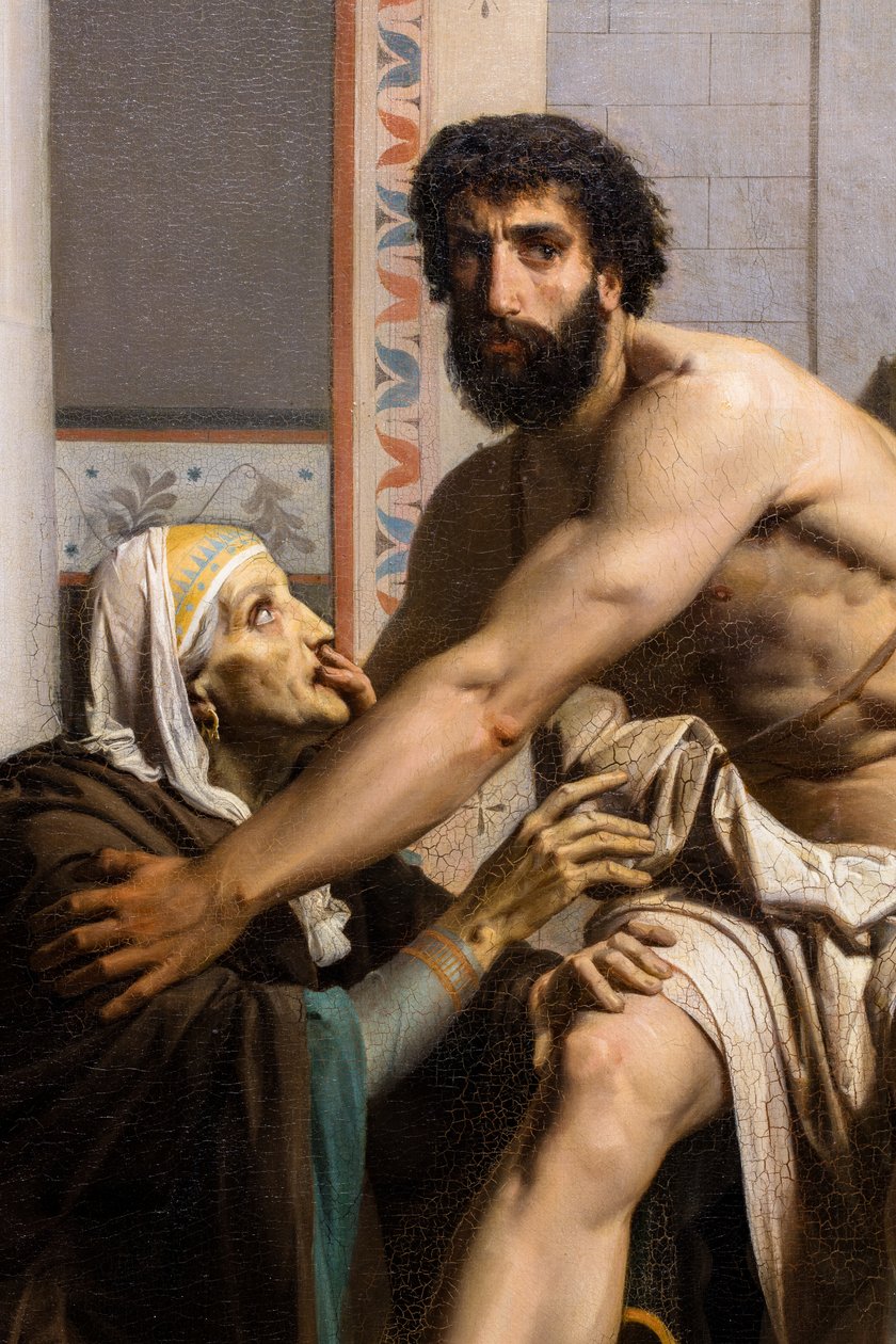 Odysseus recognized by his nurse on his return from Troy by William-Adolphe Bouguereau