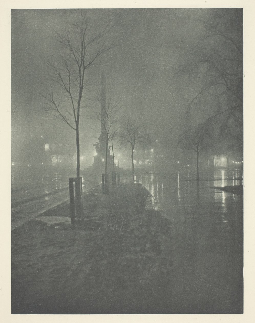 Wet Night, Columbus Circle, New York by William A. Fraser
