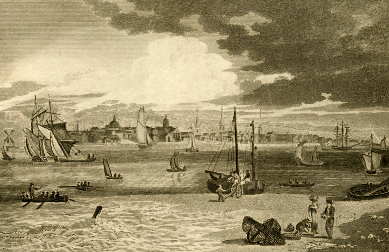 View of Liverpool, from the ferry, Lancashire by William Angus