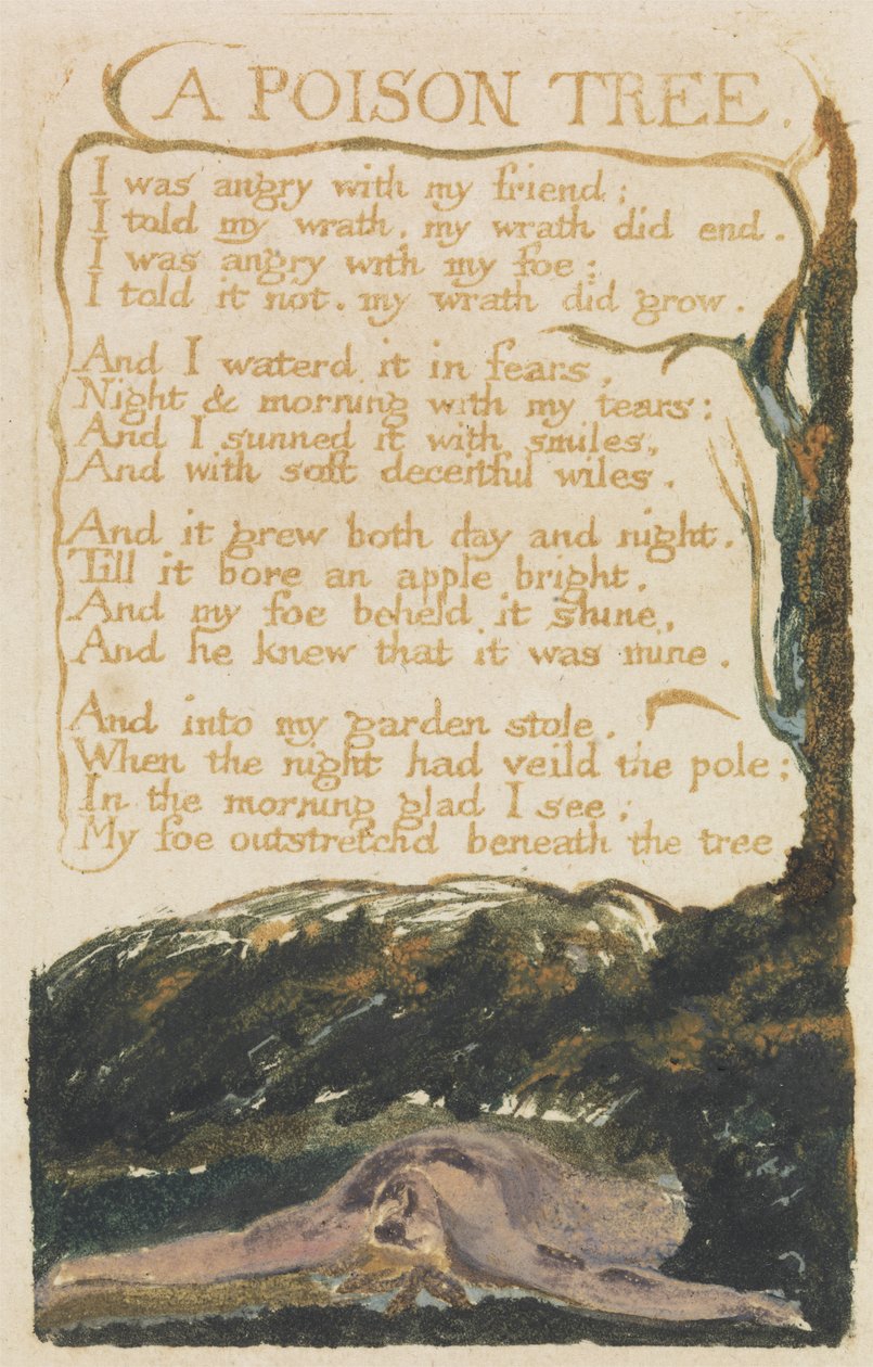 'A Poison Tree,' plate 40 from 'Songs of Experience,' 1794