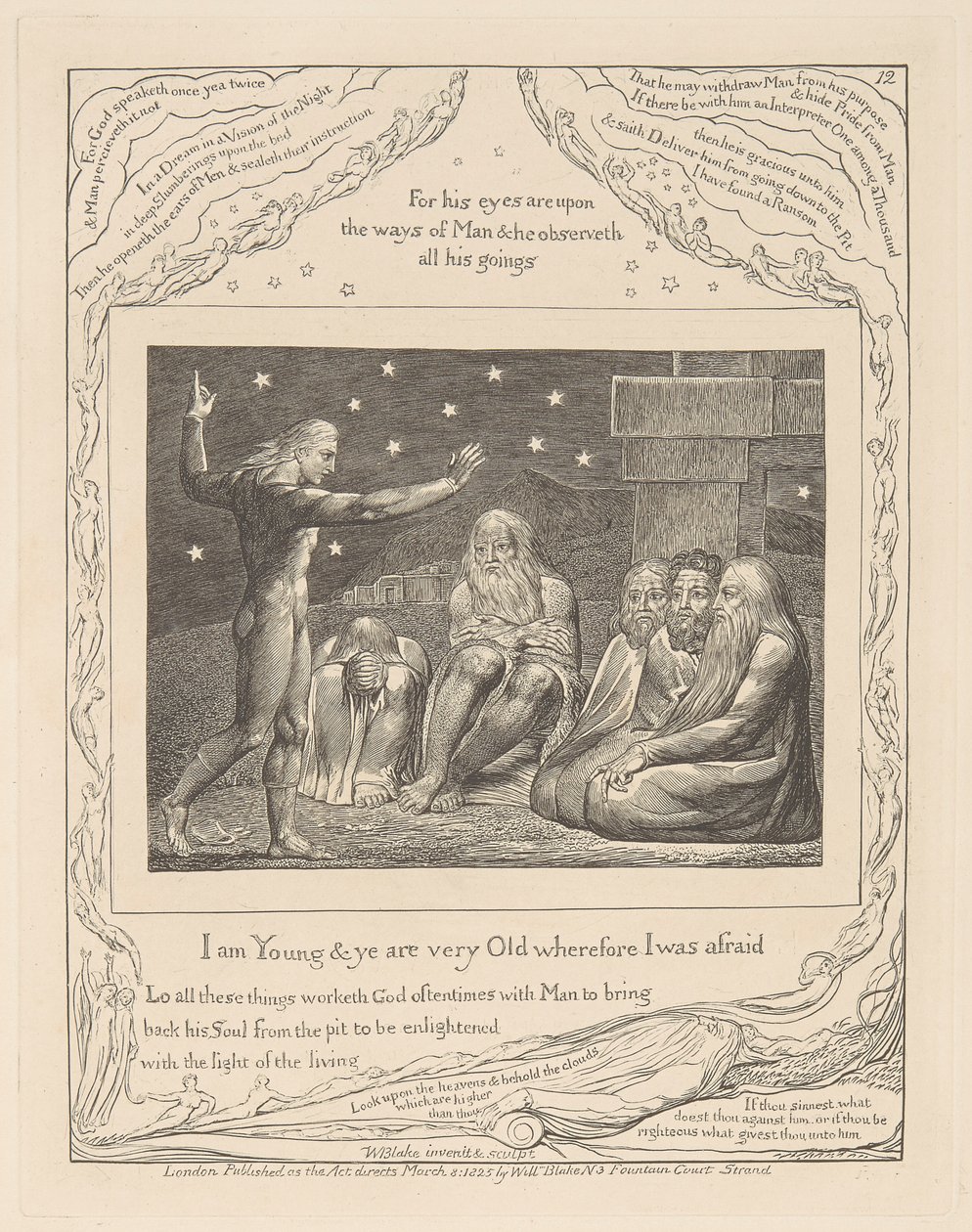 Book of Job, Plate 12, The Wrath of Elihu by William Blake