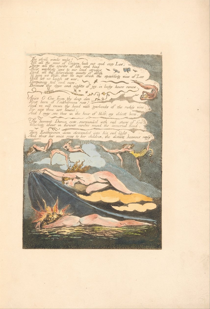 Europe. A Prophecy, Plate 6, The shrill winds wake . . . .  (Bentley 7) by William Blake