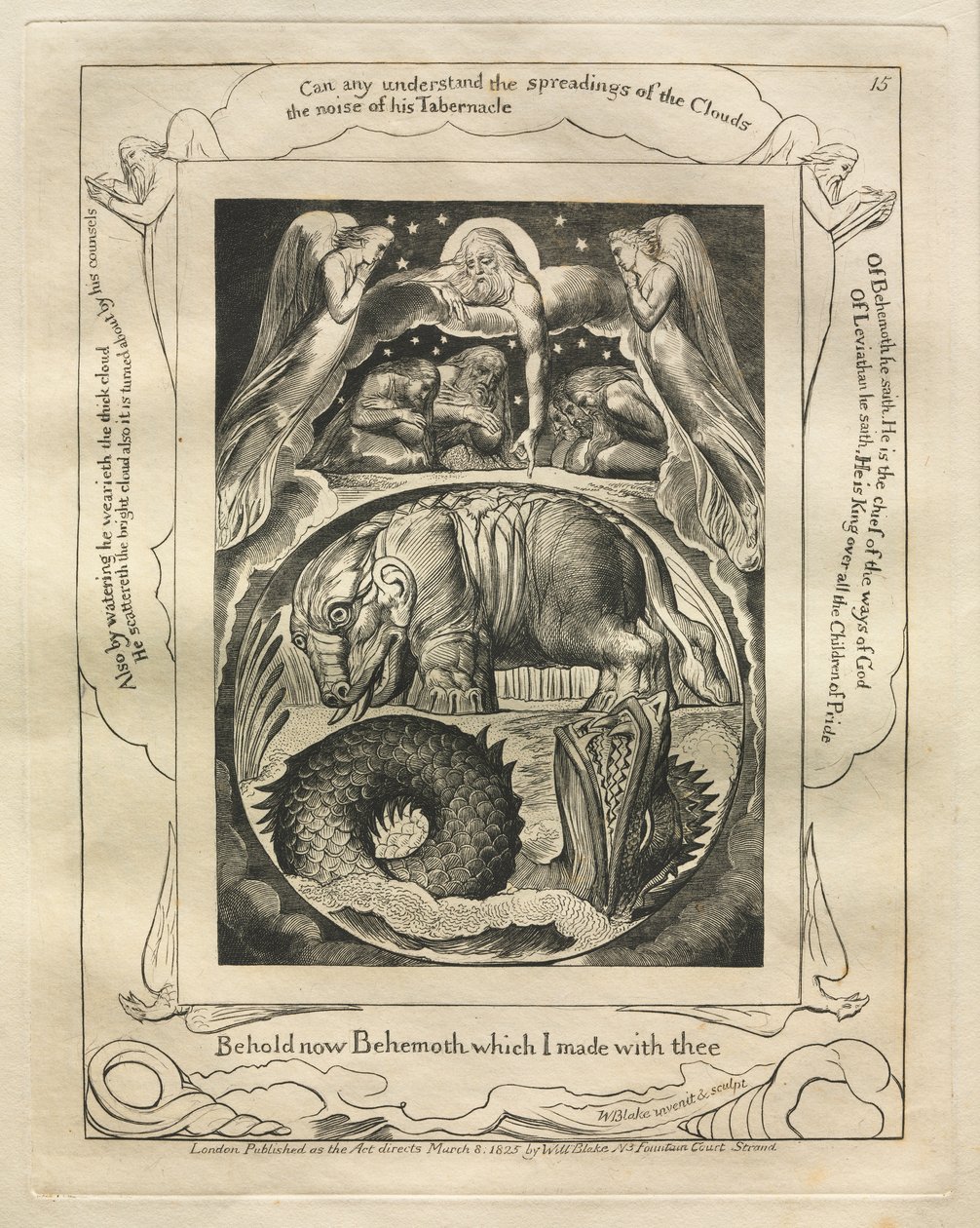 The Book of Job: Pl. 15, Behold now Behemoth which I made with thee by William Blake