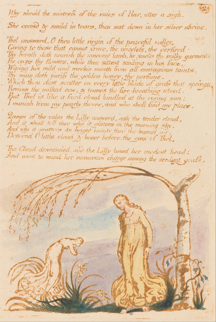 The Book of Thel, Plate 4, Why should the mistress . . . . by William Blake
