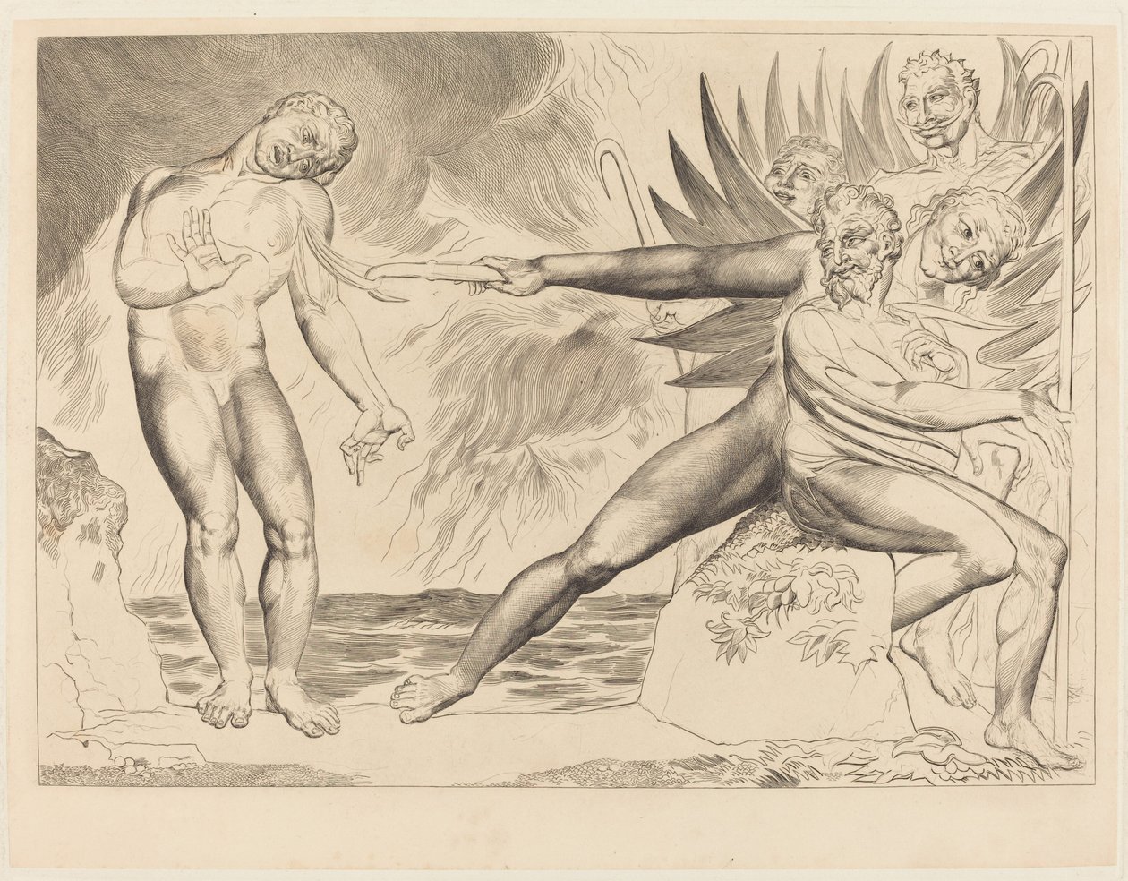 The Circle of the Corrupt Officials; the Devils Tormenting Ciampolo by William Blake