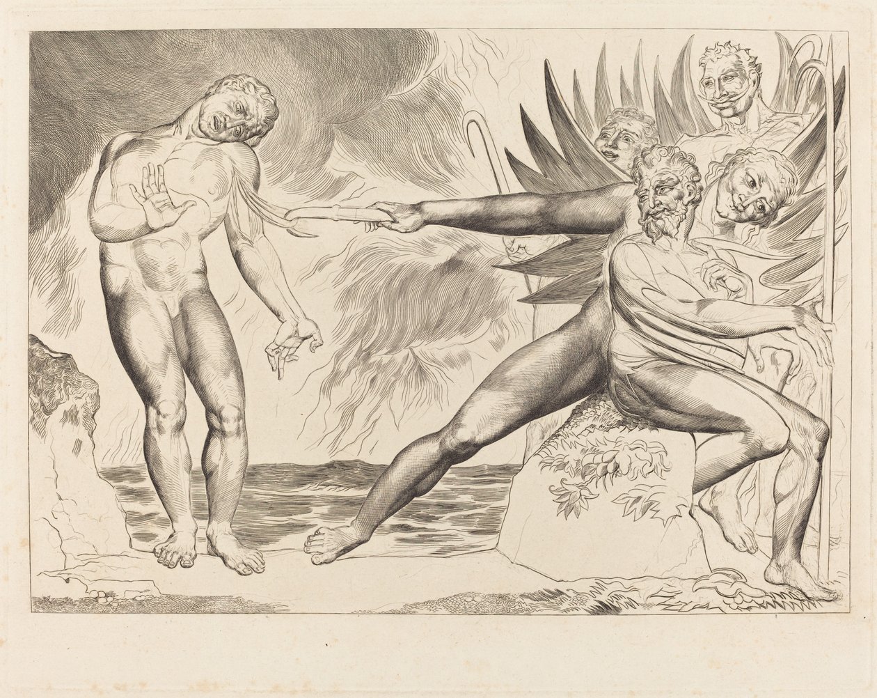 The Circle of the Corrupt Officials; the Devils Tormenting Ciampolo by William Blake