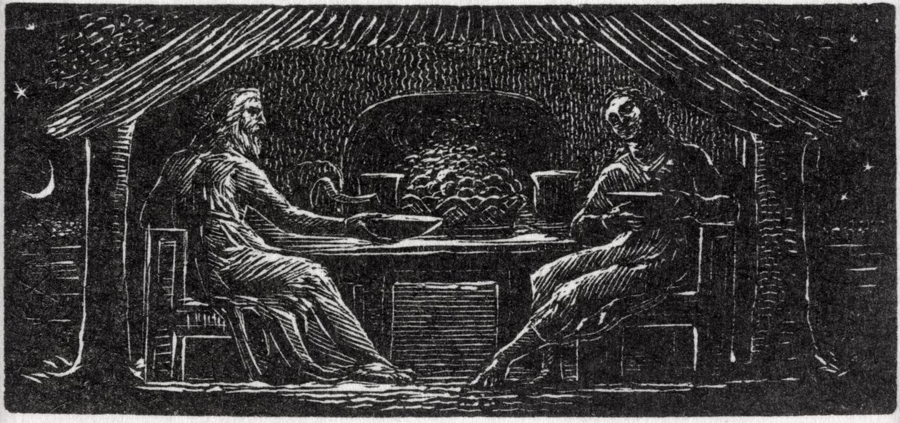 Thenot and Colinet Sup Together, Illustration from Dr. Thornton