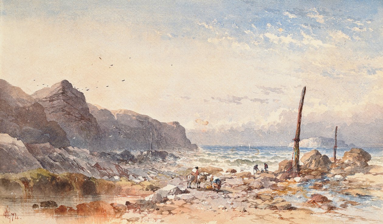 A Breezy Day with Fisherfolk on the Foreshore by William Cook of Plymouth