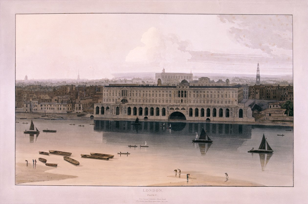Somerset House, London, 1804 by William Daniell