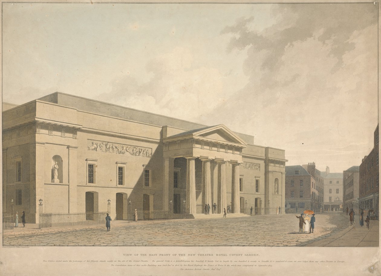 View of the East Front of the New Theatre Royal Covent Garden by William Daniell