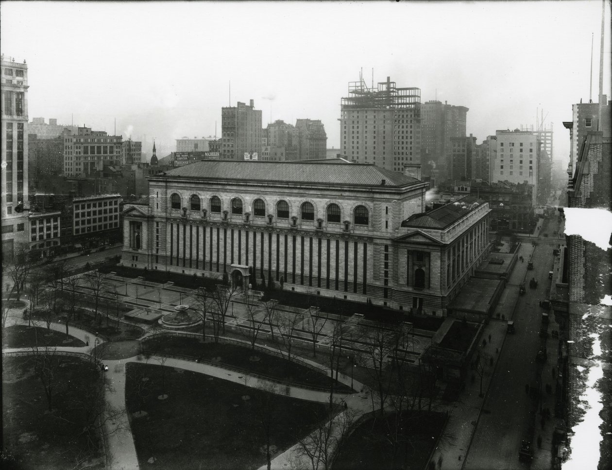 New York Public Library and Bryant Park by William Davis Hassler
