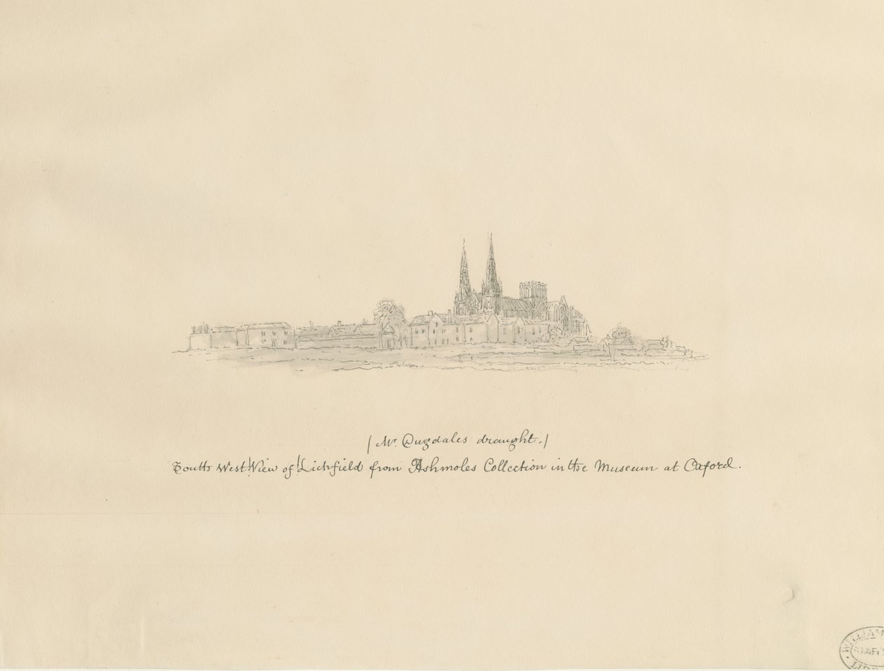South West View of Lichfield Cathedral by William Dugdale