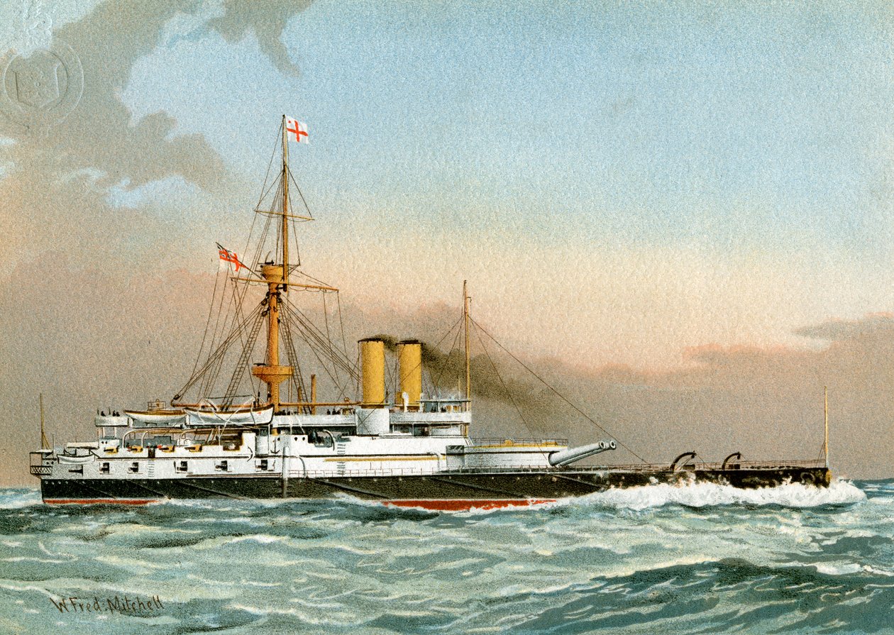 HMS Victoria, Royal Navy 1st Class Battleship by William Frederick Mitchell