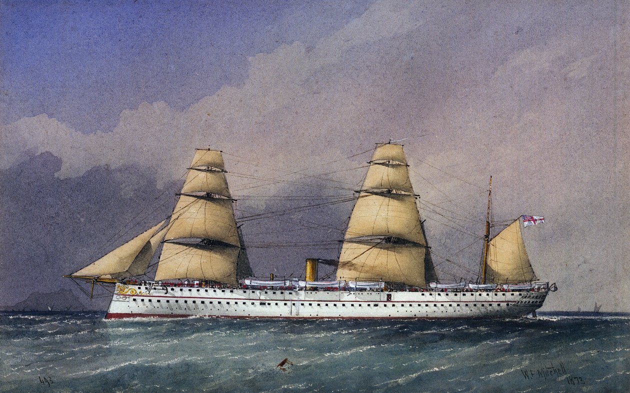 The Ship HMS 'Jumna' (1866), an Iron-Hulled Royal Navy Boat, for ...