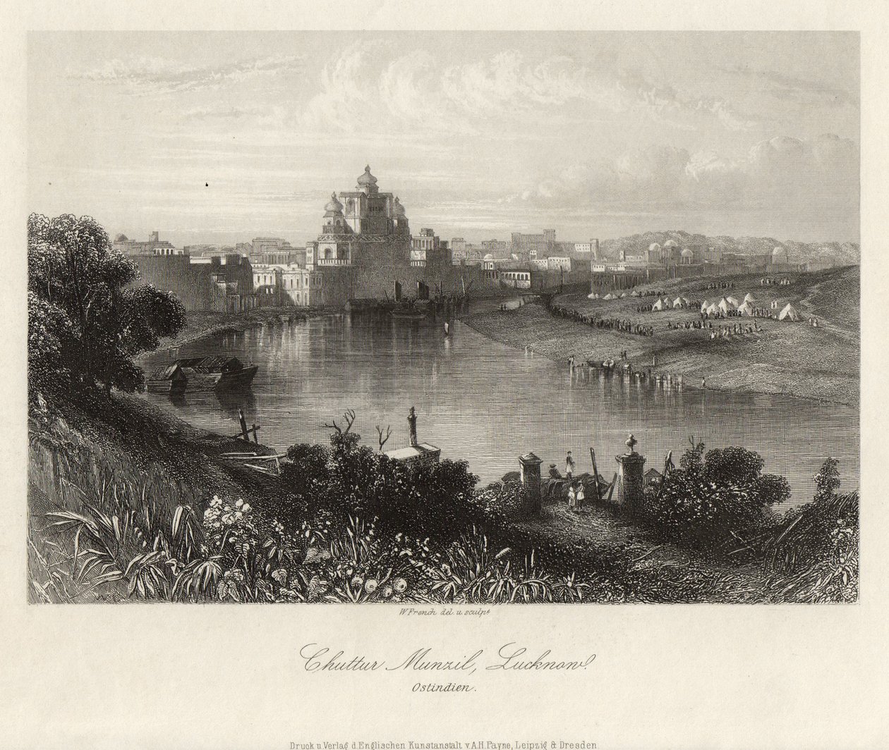 General View Across the Gomati, Chuttur Munzil, Lucknow by William French