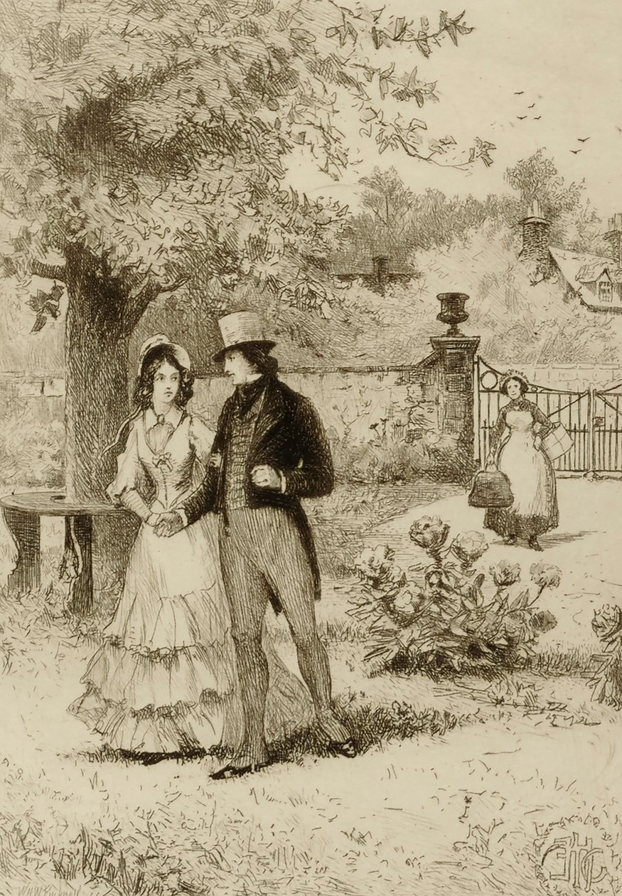 Untitled (couple walking in a garden) by William Harry Warren Bicknell