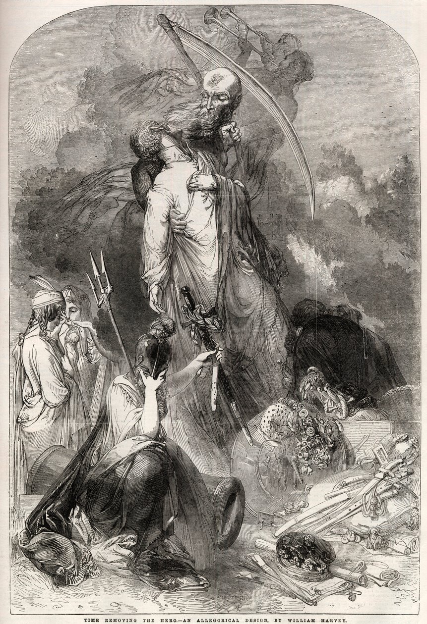 Allegory on the death of Arthur Wellesley (1769-1852), Duke of Wellington - drawing by William Harvey by William Harvey