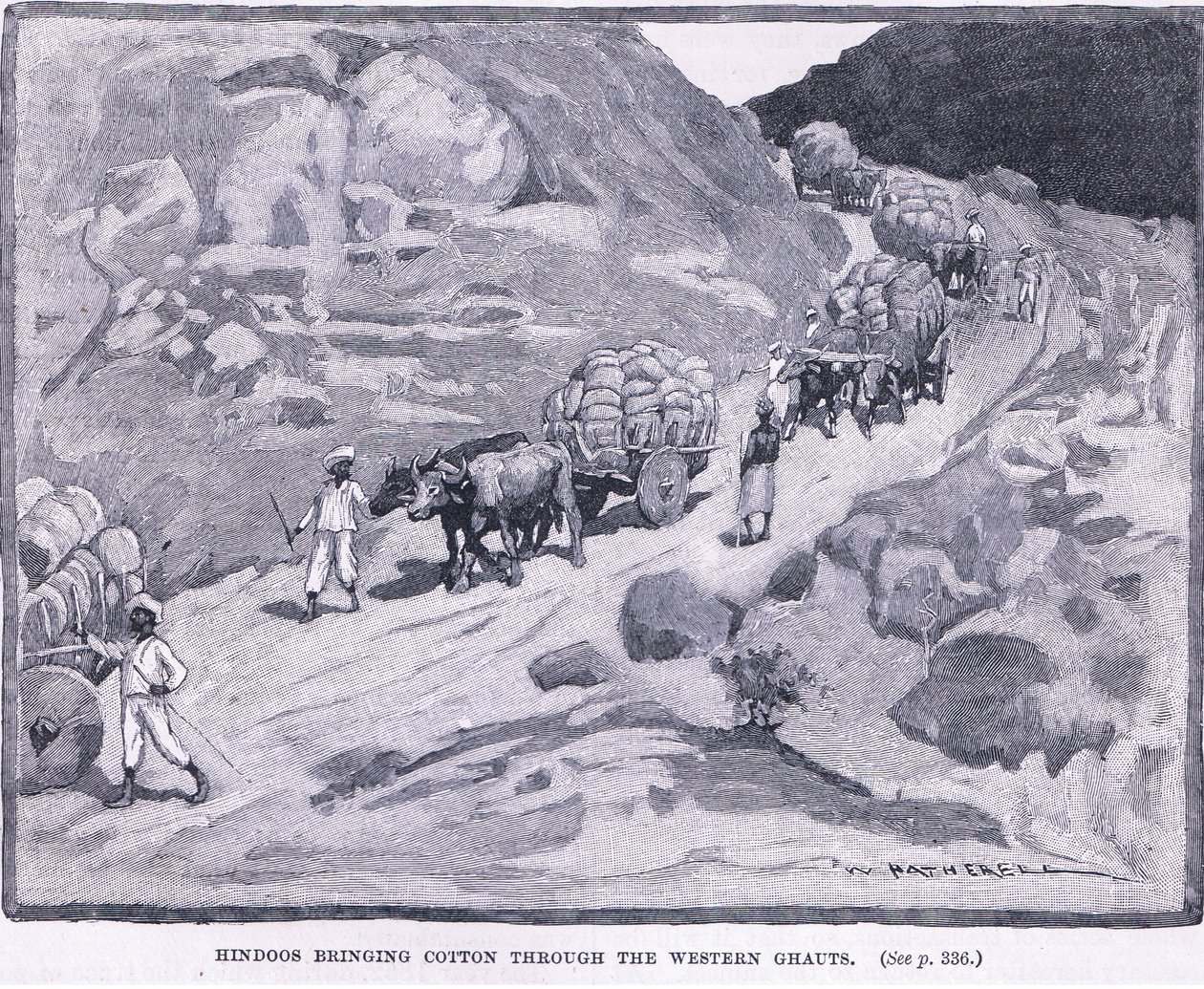 Hindus bringing cotton through the Western Ghauts 1862 AD by William Hatherell