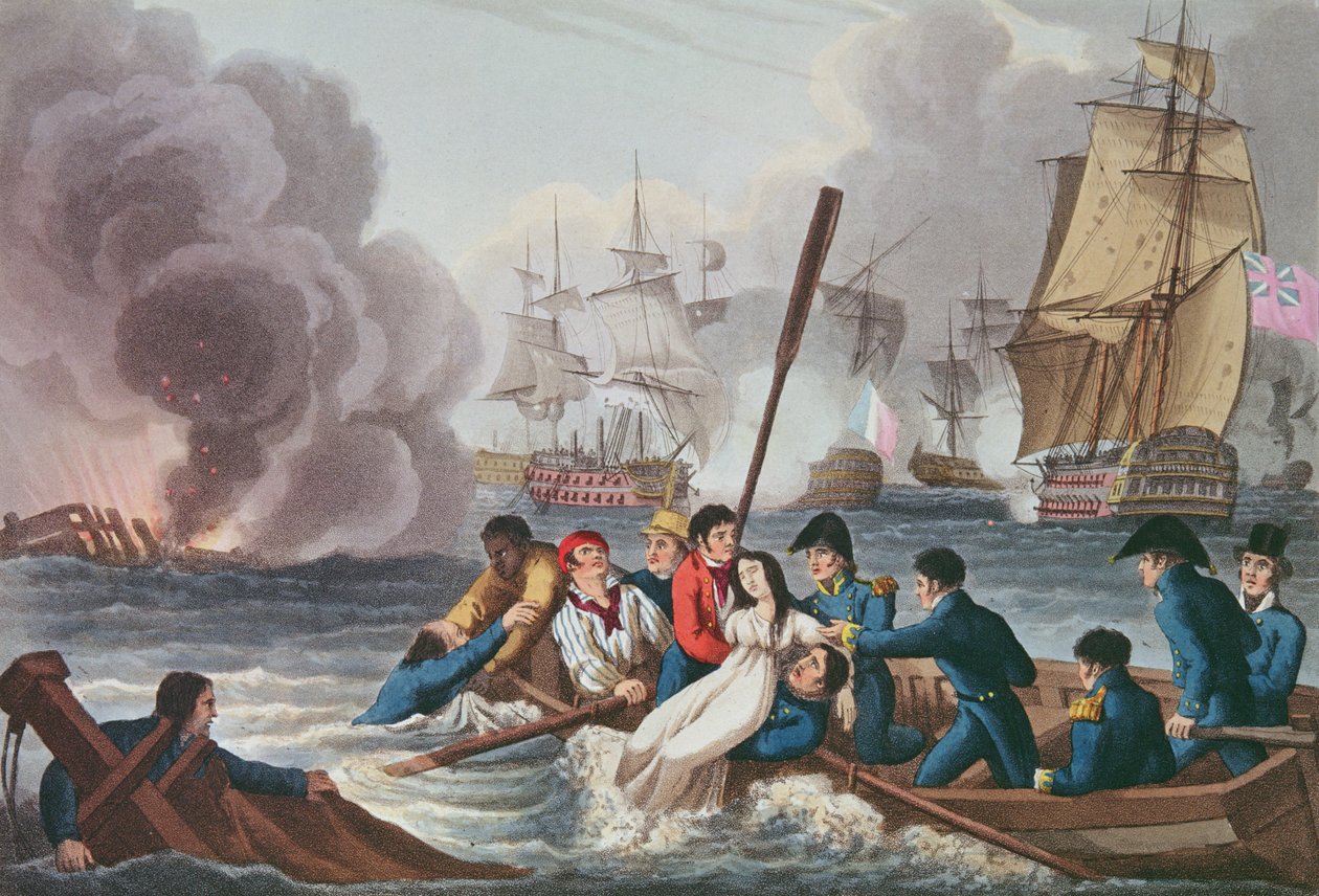 Anecdote at the Battle of Trafalgar, engraved by Matthew Dubourg from 