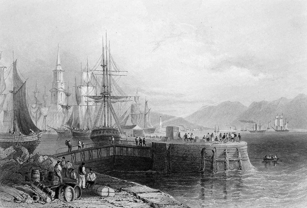 Port Glasgow, engraved by J.W. Appleton, 1841 by William Henry Bartlett
