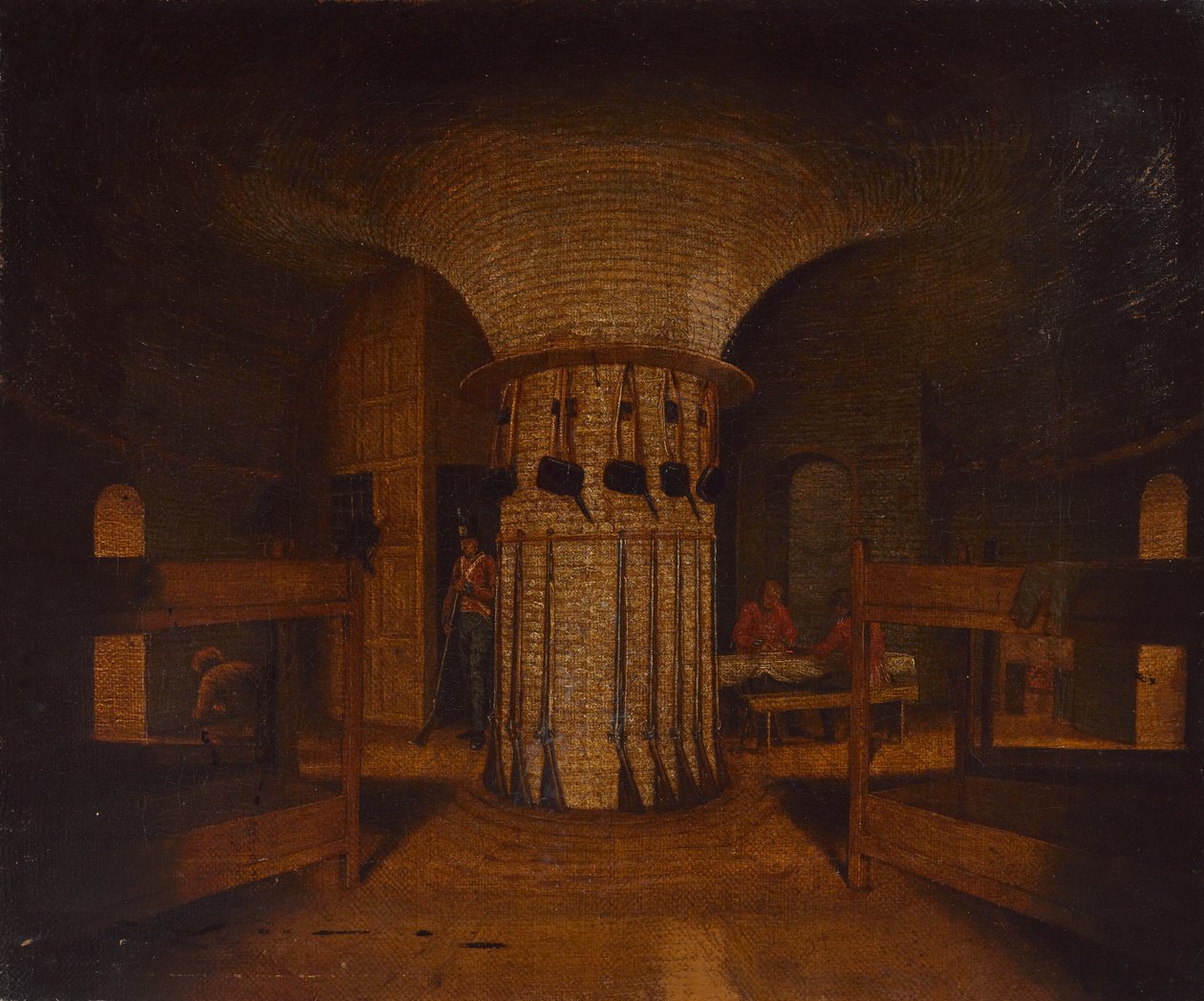 The interior of a barrack room, possibly in a Martello Tower, c.1812 by William Henry Ford