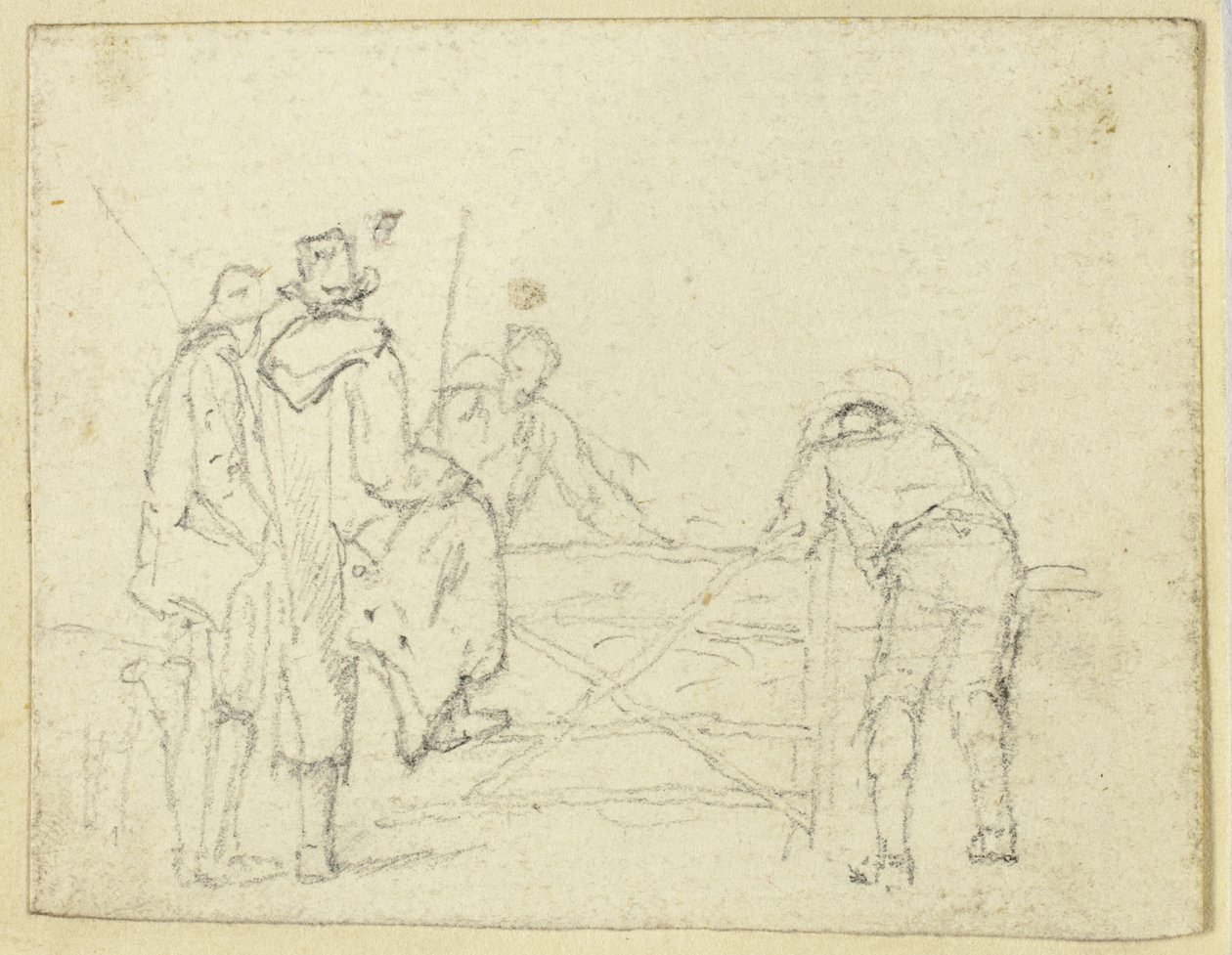 Five Figures at Gate by William Henry Pyne