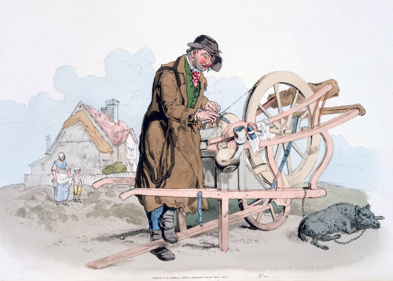 Knife Grinder, from 'Costume of Great Britain', published by William Miller