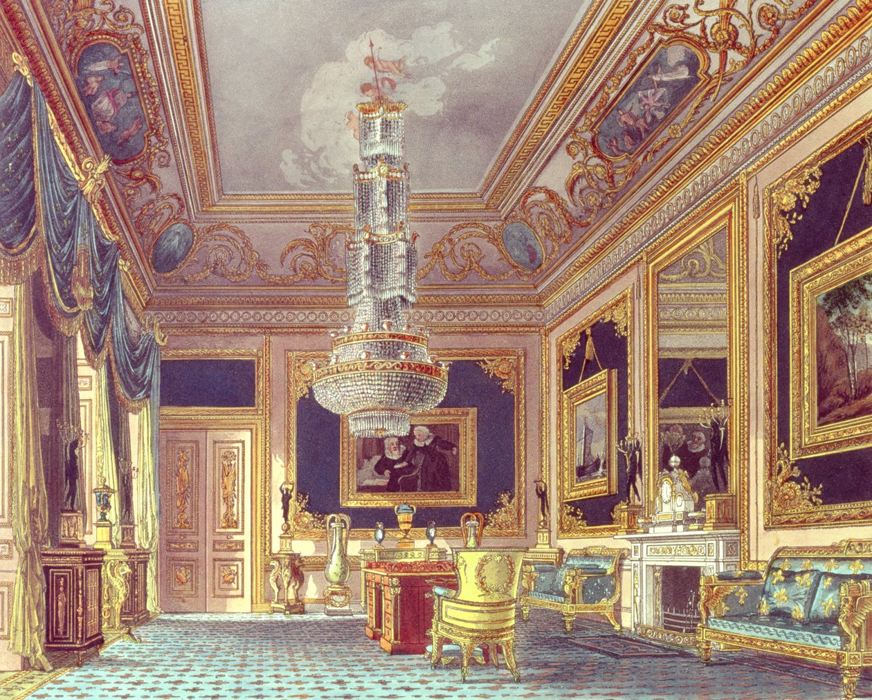 The Blue Velvet Room, Carlton House from Pyne's 'Royal Residences', 1818