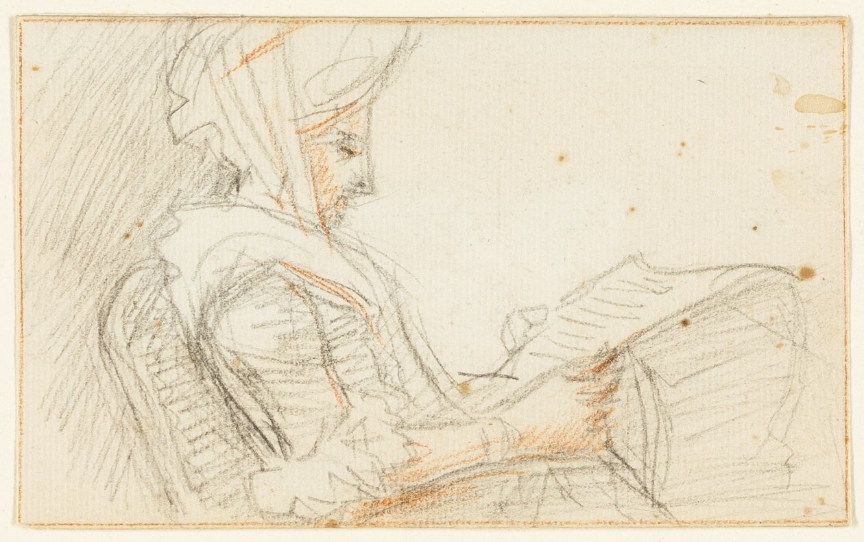 Right Profile of Seated Woman Reading by William Hoare