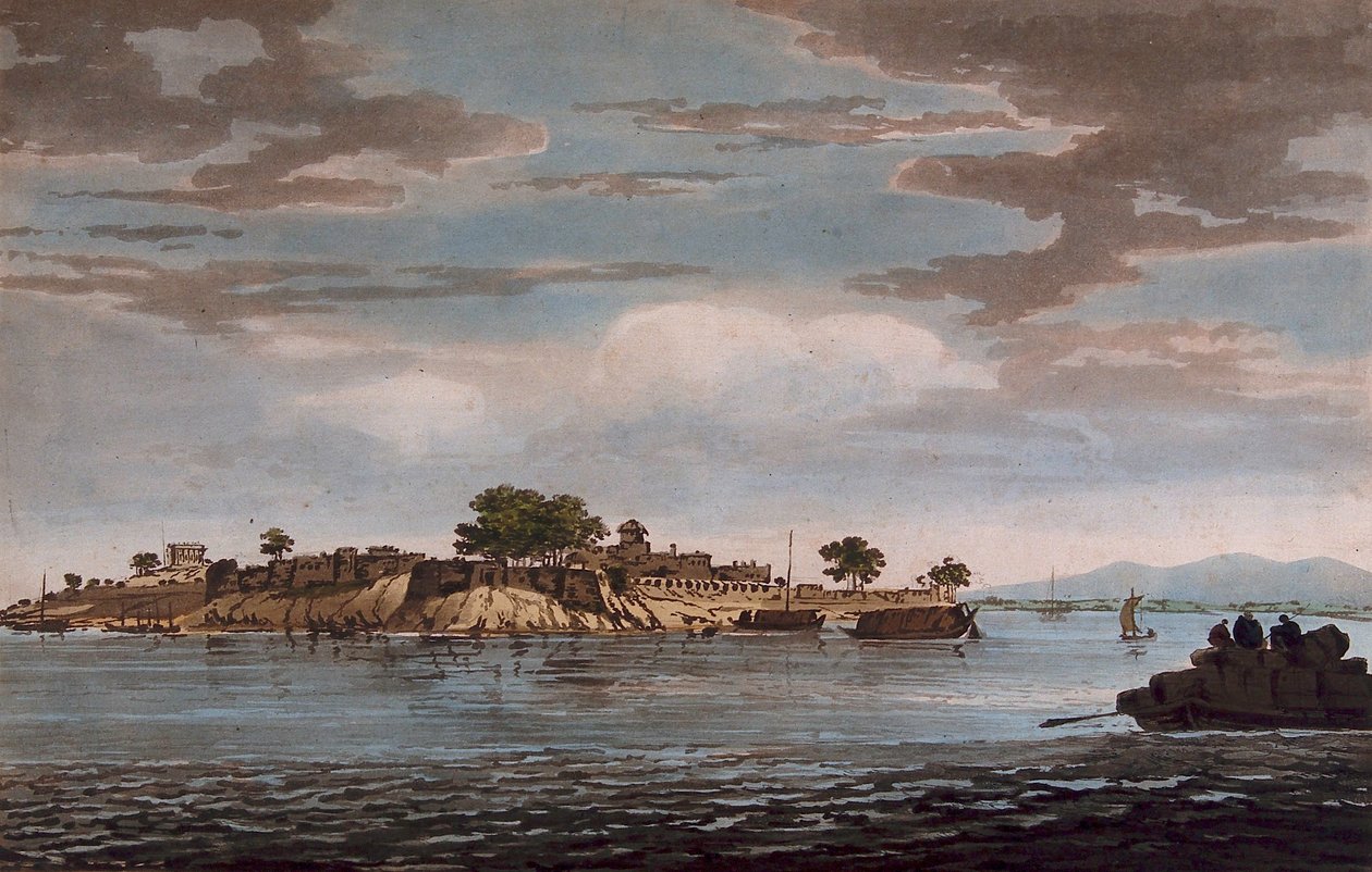 A View of the Fort of Mongheer, upon the Banks of the River Ganges by William Hodges
