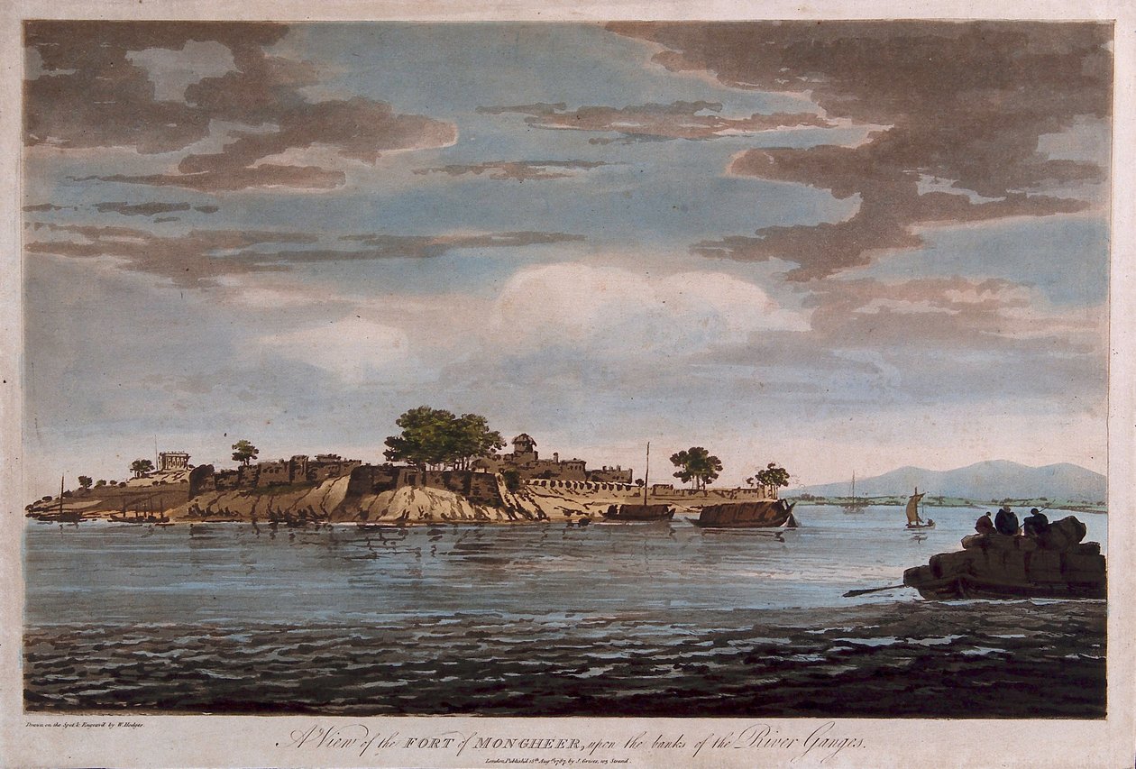 A View of the Fort of Mongheer, upon the Banks of the River Ganges by William Hodges