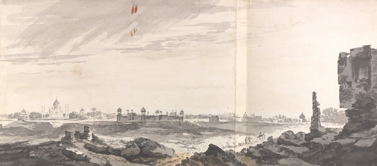 A View of the Ruins at Agra and the Taj Mahal by William Hodges