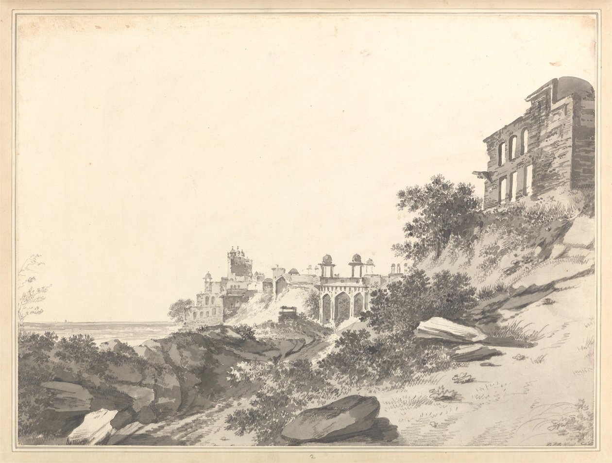 A View of the Ruins of Part of the Palace and Mosque at Fatehpur Sikri by William Hodges