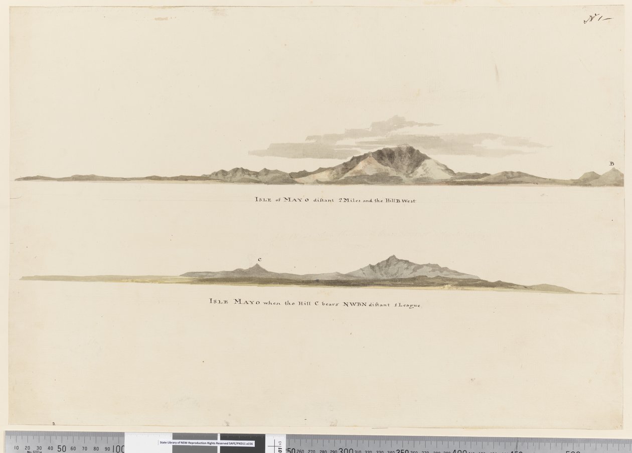 Profile of the coast of the Isle of Mayo, Cape Verde Islands by William Hodges