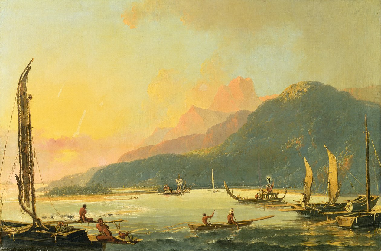 Tahitian War Galleys in Matavai Bay, Tahiti by William Hodges