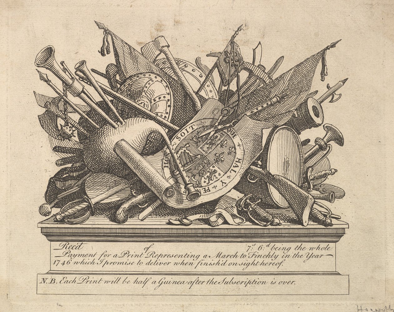 A Stand of Arms, Musical Instruments, etc., March 1749-50 by William Hogarth