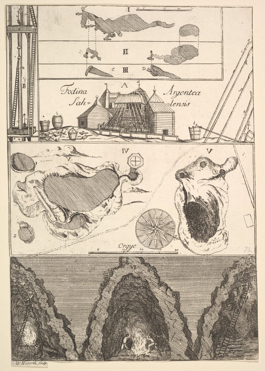 Fodina argentea Sahlensis - A Silver Mine at Sala - I from Aubry de La Mottrayes Tra by William Hogarth