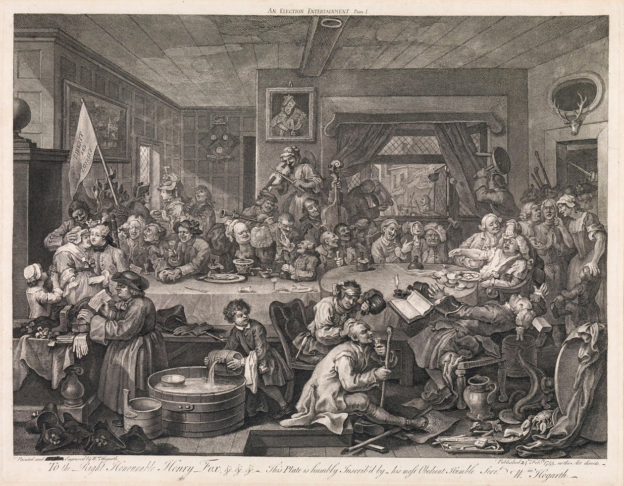 The Election, Plate 1: “An Election Entertainment” by William Hogarth